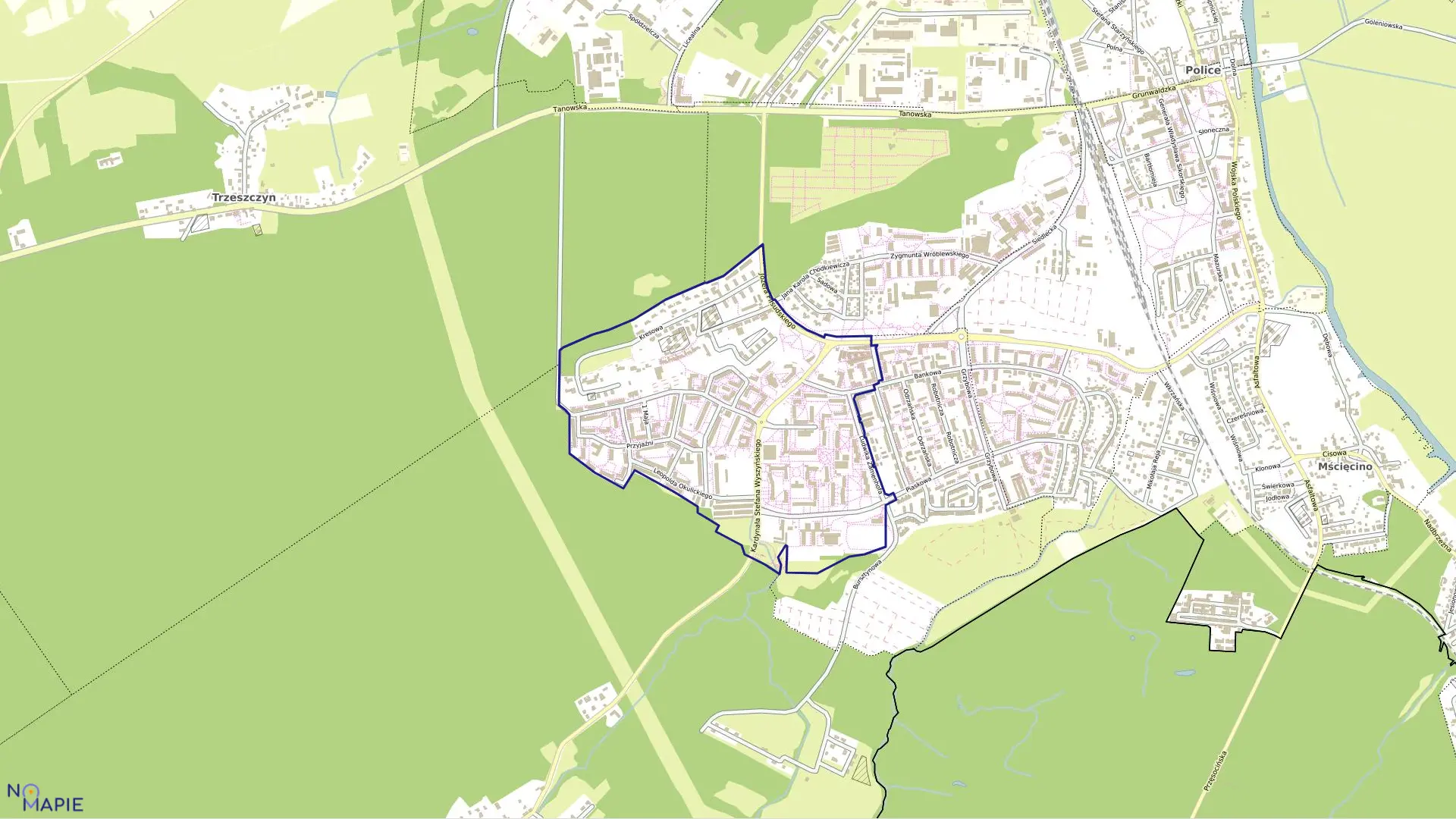 Mapa obrębu Police 16 w gminie Police